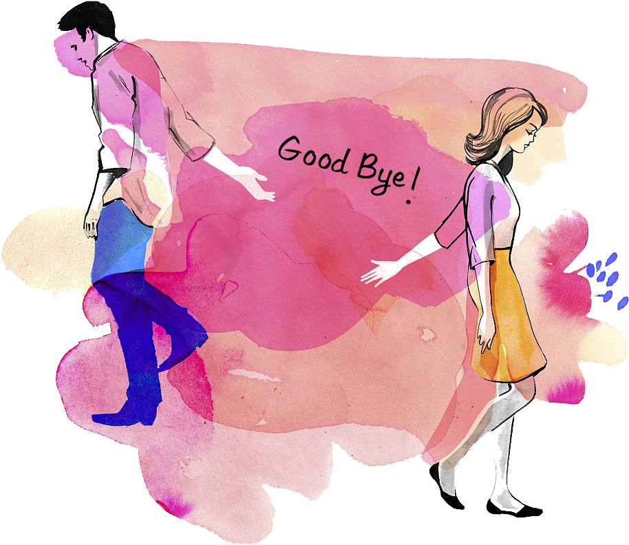 Breakup Watercolor Painting Illustration - Break Up Illustration (1024x906)