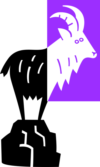 Vector Illustration Of Mountain Goat With Horns In - Vector Illustration Of Mountain Goat With Horns In (420x700)