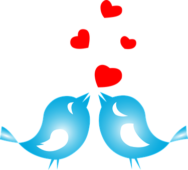 Love, Birds, Animals, Flying, Hearts - Love Birds Black And White (375x340)
