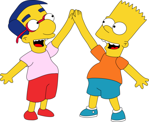 Artwork From The Book - Bart And Milhouse (500x408)