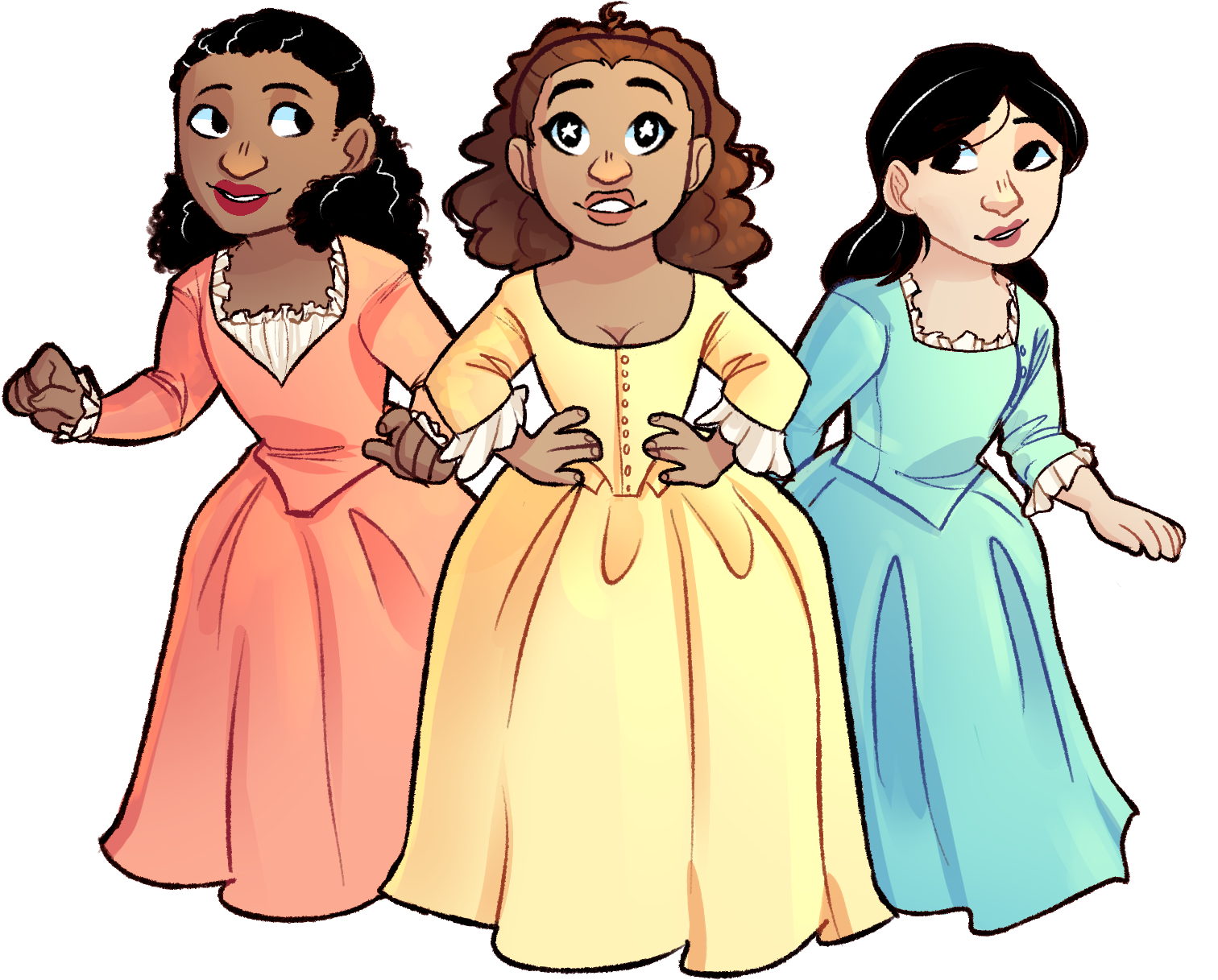 The Schuyler Sisters From Hamilton - Modern Au Schuyler Sisters (1670x1395)