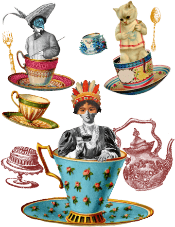 Victorian High Tea Clipart 6 By Michael - Fab Funky Canvas Art Prints - Stack Of Three Vintage (370x480)
