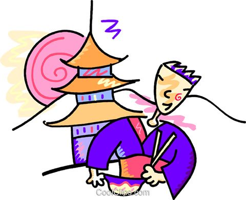 Japanese Man Eating In Front Of A Temple Royalty Free - Clip Art (480x391)