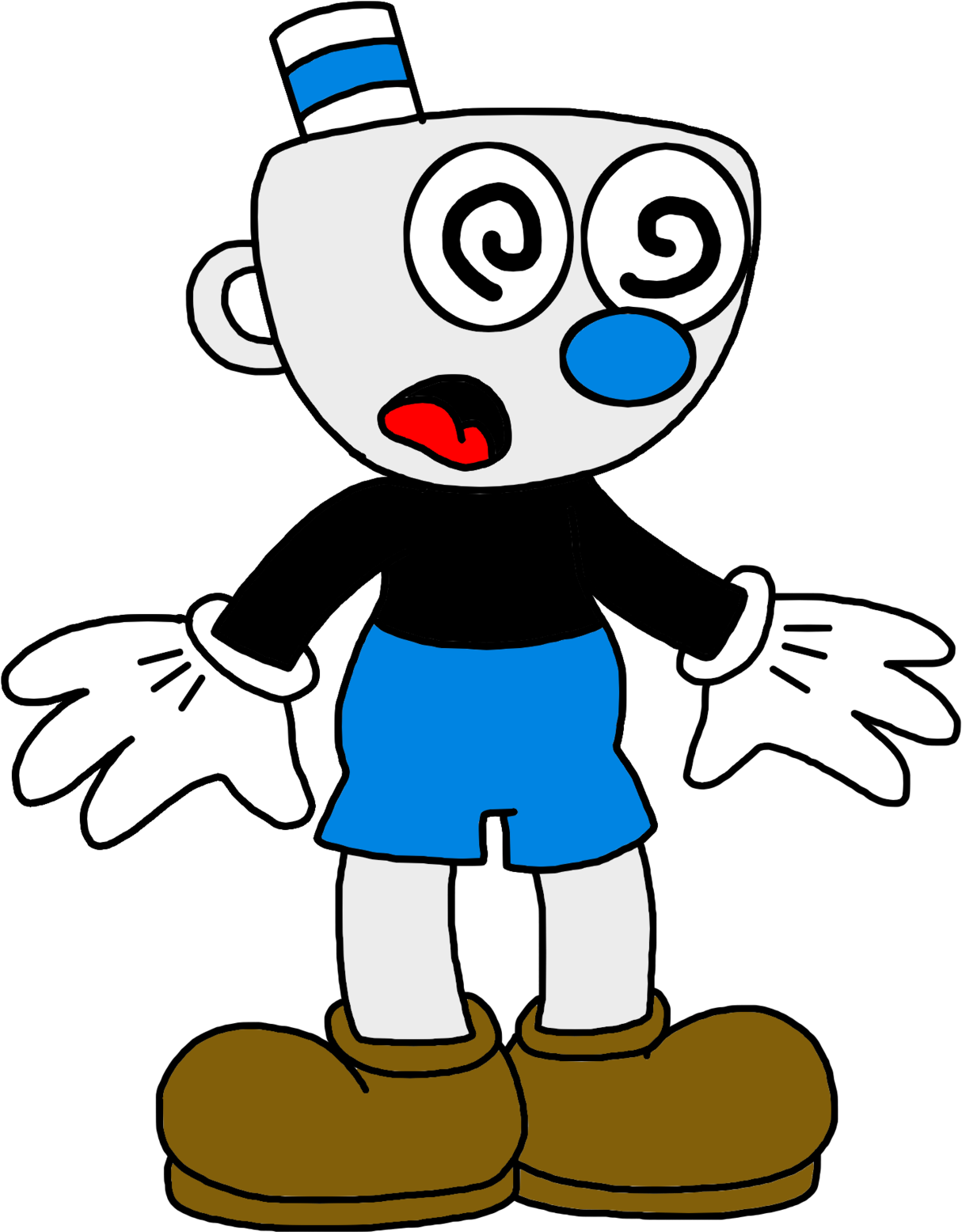 Mugman With Spirals On Eyes By Marcospower1996 - Drawing (1600x1600)