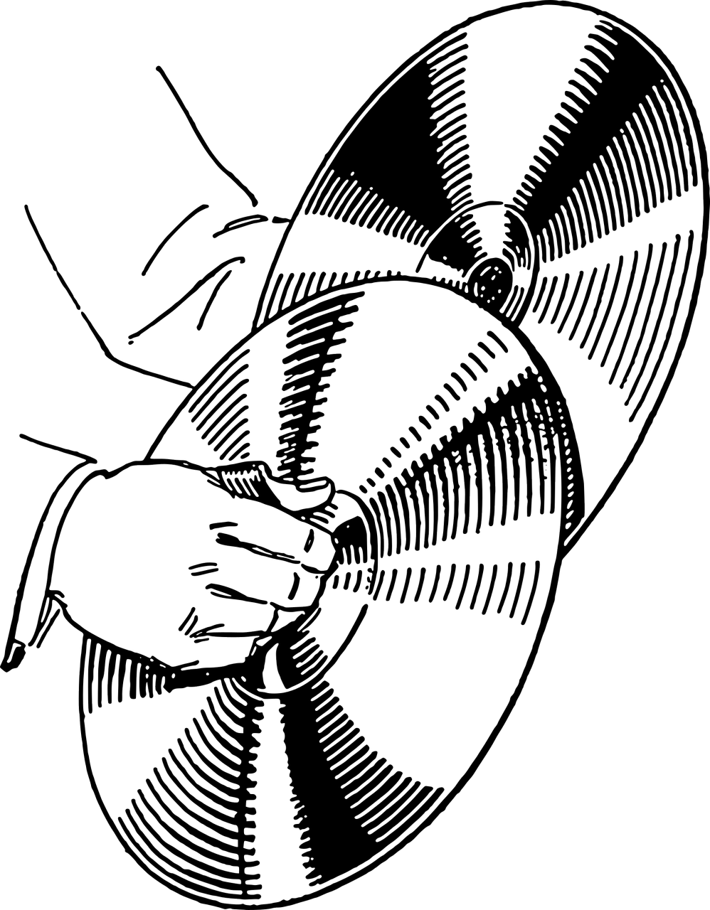 Cymbal Musical Instruments Percussion Clip Art - Cymbals Clipart Black And White (998x1280)