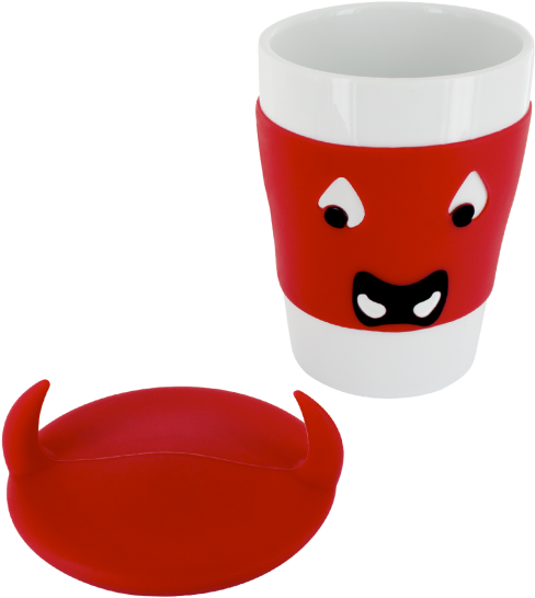 Coffee Cup Mug Porcelain Teacup Lid - Dubbelwandige Reisbeker Trophy Mug Bull (535x587)