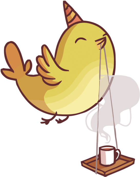 创意可爱童趣卡通手绘泡茶的黄色小鸟模板 - Cuteness (804x954)