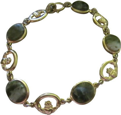 Fabulous Art Deco Nephrite Spinach Jade Claddagh Gold - Jewellery (416x416)