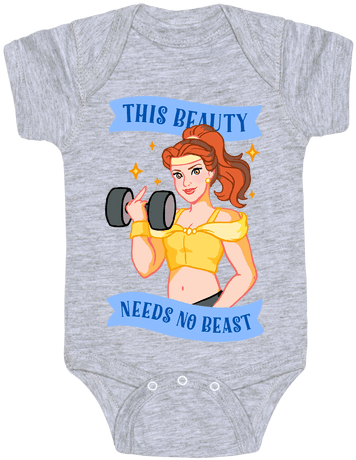 This Beauty Needs No Beast Parody Baby Onesy - Heavy Metal Baby Onesies (484x484)