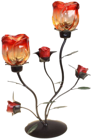 Beauty And The Beast Glass Rose Candle Holder - Candlestick (454x454)