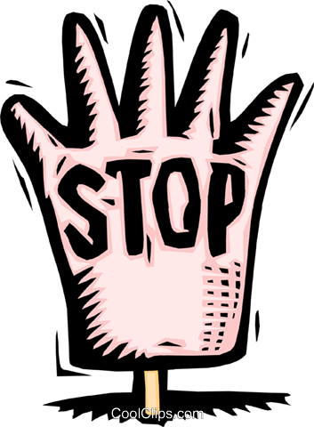 Hand Saying Stop Royalty Free Vector Clip Art Illustration - Hand Saying Stop (353x480)