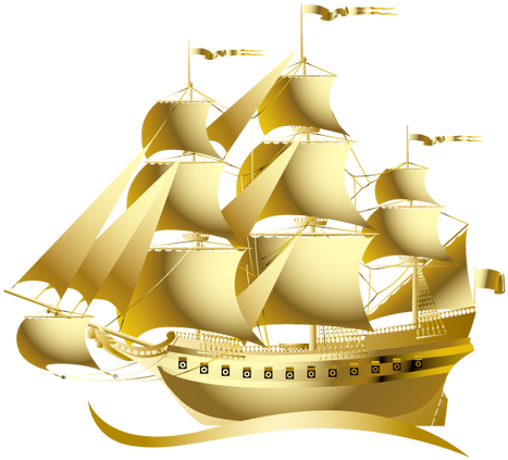 Sailing Ship Clipart Food - Golden Ship Shower Curtain (650x650)