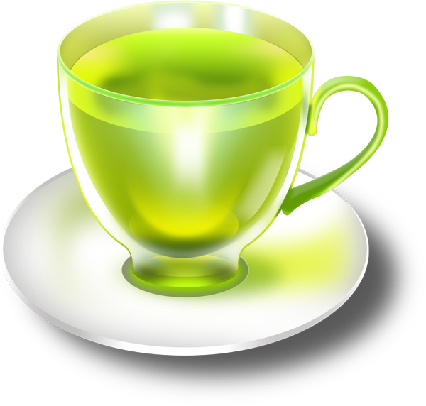 Glossy Mint Tea Cups And Saucers In Psd - Green Tea Cup Png (600x572)