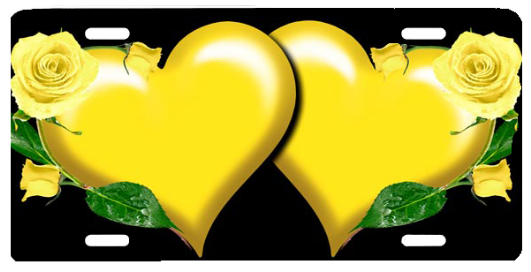 Yellow Heart With Roses - Yellow (600x400)