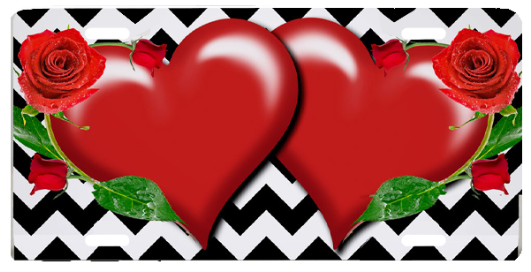 Red Hearts & Zigzag Background - Heart (600x400)