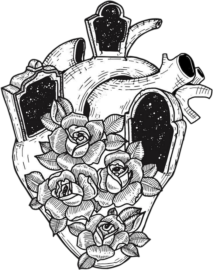 Blackandwhite Heart Hearts Flower Flowers Rose Roses - Hashtag (1024x1024)