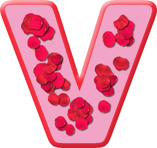 Letter V In Heart (525x495)