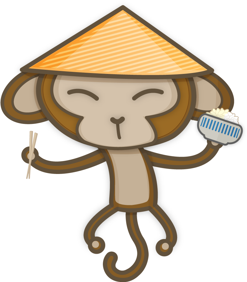Chinese "chopsticks" Monkey - Chino Cloth (1098x1049)