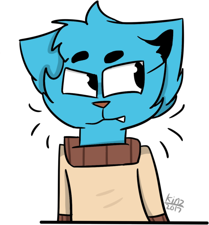 A Blue Cat Named Gumball By Kinziiz - Cartoon (965x827)