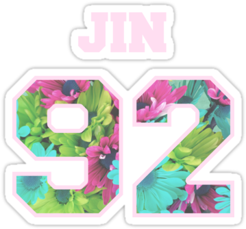 "bts- Jin 92 Line Flower Design" Stickers By - Imagem De Flores Mauspad (375x360)