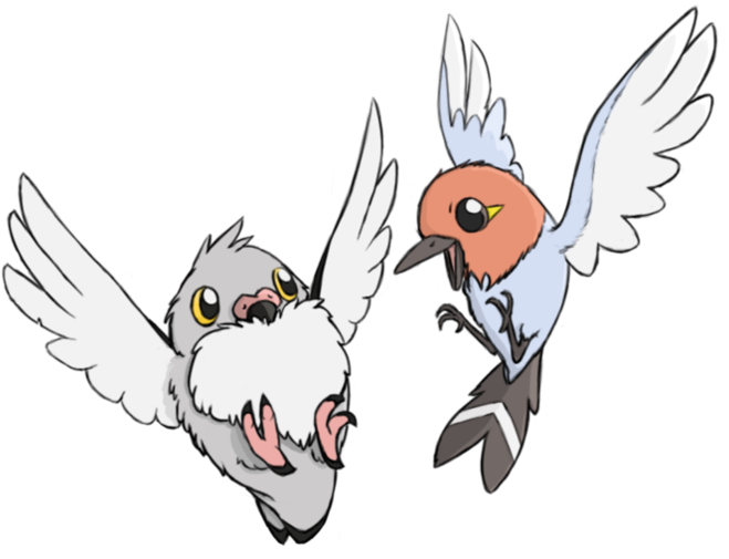 Fletchling And Pidove By Huntclaw - Pidove And Fletchling (1017x786)