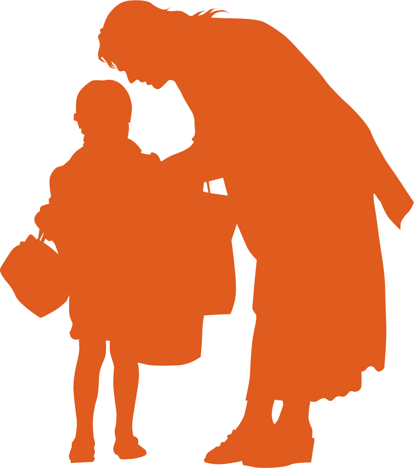 Stooping Mum With Kid Orange - Stooping Mum With Kid Orange (815x921)