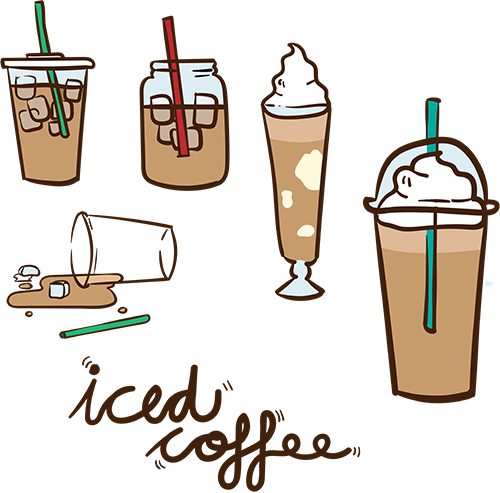 Iced Coffee Vector - Iced Coffee Cartoon (500x493)