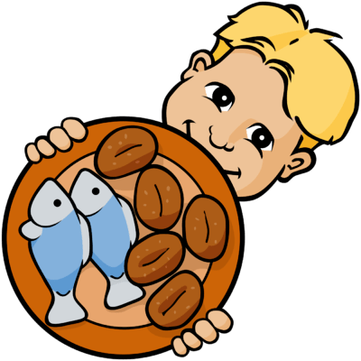 Bread And Fish Clipart 3 By David - Cinque Pani E Due Pesci (400x400)