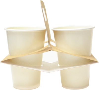 Cup Holder For Two Coffee Cups - Paper Coffee Cup Holder (400x362)