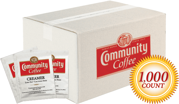 Creamer Bulk Pack 1000 Packets - Community Coffee, Ground, Dark Roast - 23 Oz (600x400)