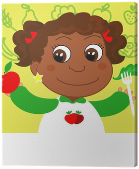 Cuadro En Lienzo La Niña De Frutas Y Verduras, Vector - Stock Illustration (400x400)
