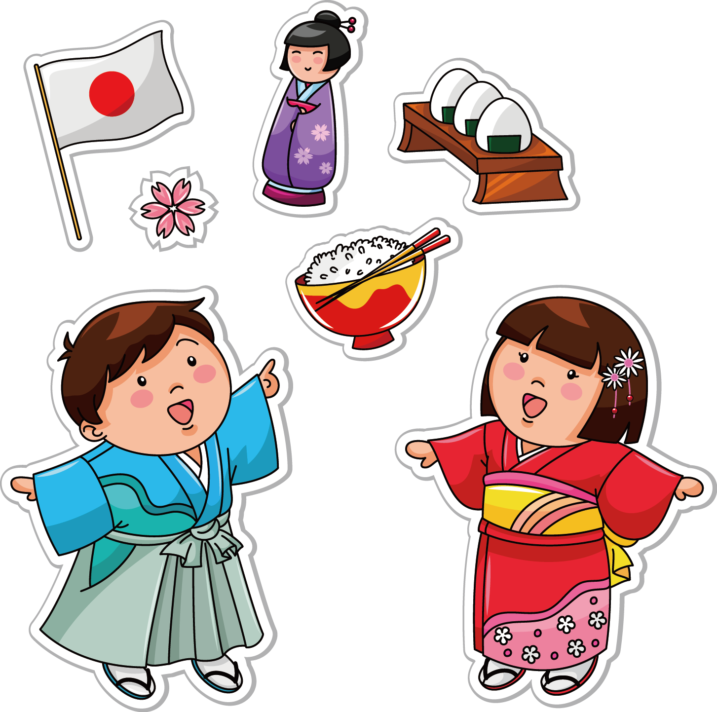 Japanese Cuisine Onigiri Sushi - Kids And Parents Clipart (1453x1443)