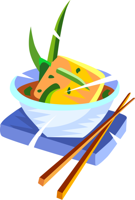 Vector Illustration Of Japanese Tofu And Miso Broth - Sail (475x700)