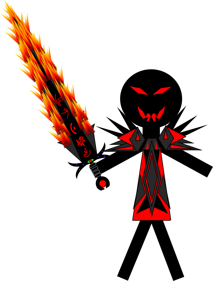 Flaming Enchanted Rune-blade Of Eternal Darkness Powers - Illustration (738x974)
