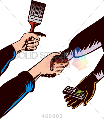 Stock Illustration Of Illustrated Handshake Agreement - Barter Goods For Services (340x390)