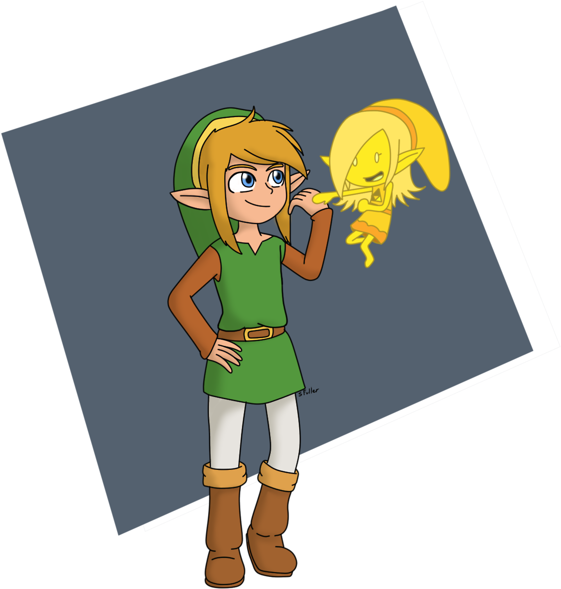 A Courage Shard Triforce Link Alongside Her Reincarnation/descendant - Cartoon (1280x1426)