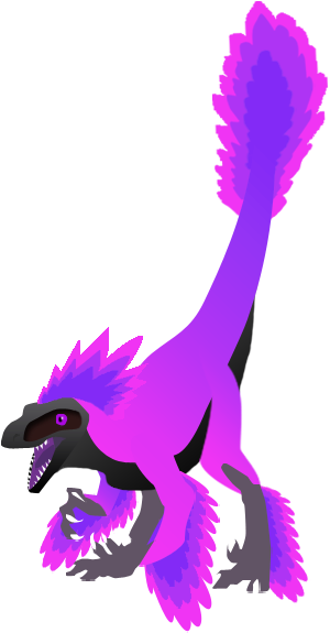 Pink And Purple Feathered Raptor By Llendowyn - Illustration (380x609)
