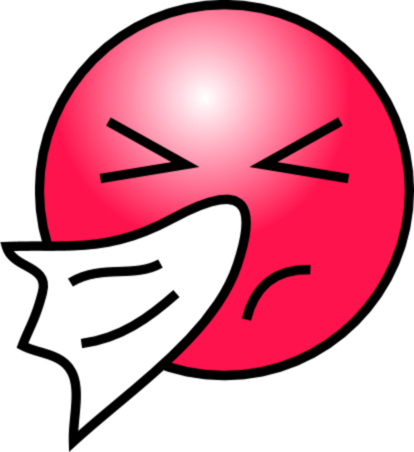 Sneezing Smiley Face Clip Art - Common Cold Clipart (600x655)
