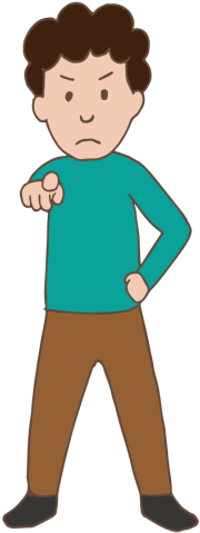 A Man Pointing To A Person - Clip Art (339x480)