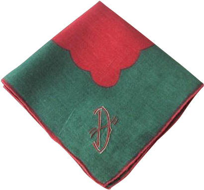 Art Deco Christmas Handkerchief Vintage 1940s Red Green - Placemat (409x409)