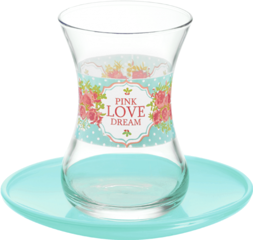 Gürallar Turkish Tea Glass Set Turquoise Love Dream - Saucer (500x500)