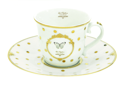 Amazing Glod And White Coffee Cup And Saucers Set Of - Easy Life Dots&cupcakes Teetasse Mit Unterteller (535x535)