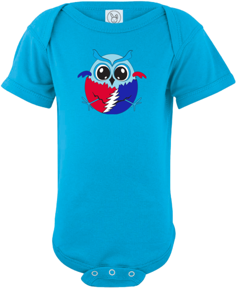 Turquoise Baby Bodysuit With A Light Blue Baby Owl - Congenital Heart Disease Shirt Spread (600x600)