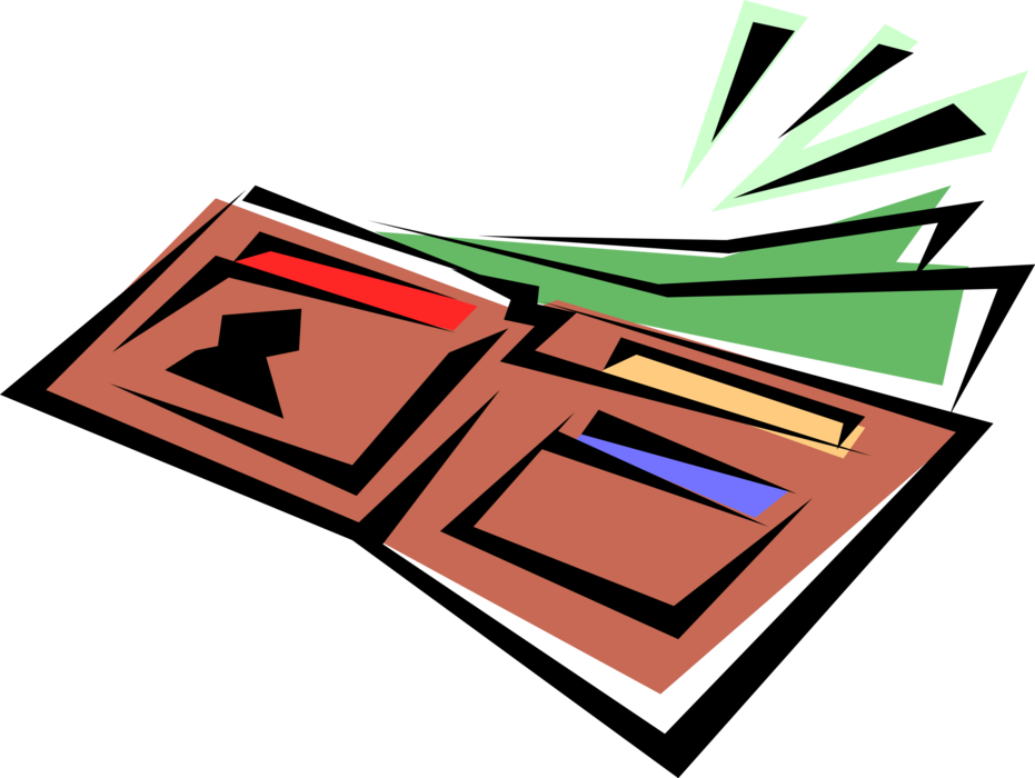Vector Illustration Of Personal Wallet With Credit - Clip Art (931x700)
