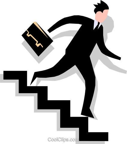 Man Going Down Stairs Royalty Free Vector Clip Art - Go Down Stairs Clipart (424x480)
