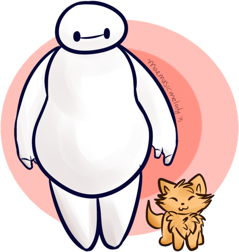 Baymax And Kitty Sticker By Maemusicmelody - Cartoon (882x907)