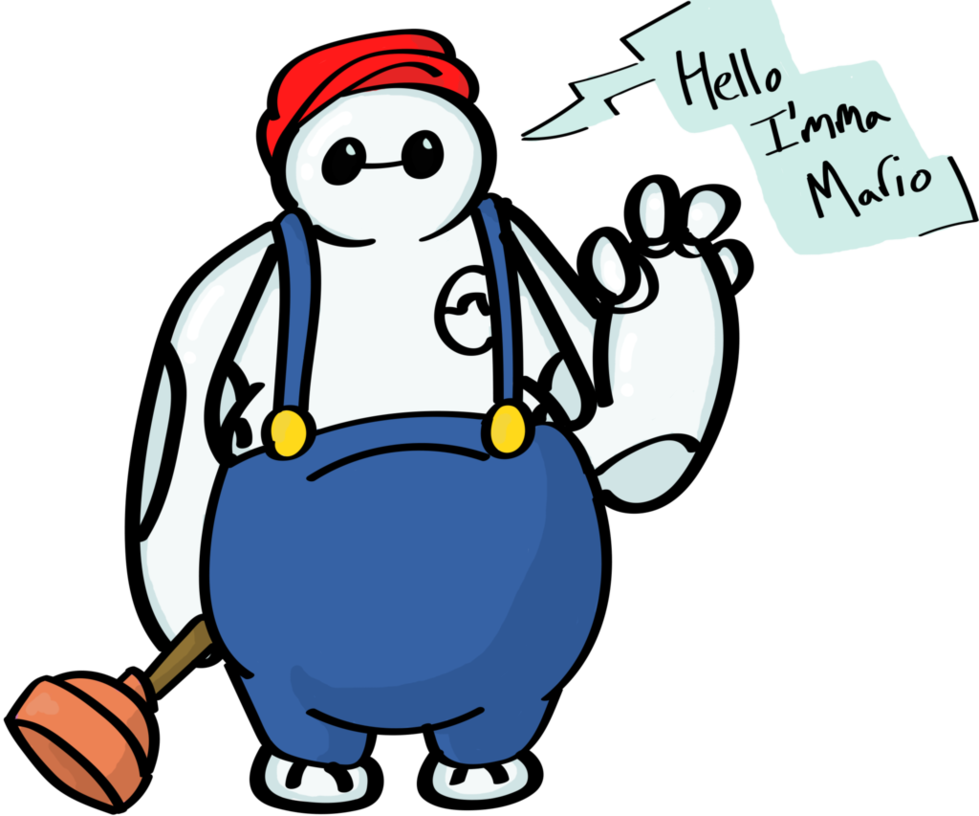 Baymax Mario By Juliettapus - Baymax And Stich (979x816)
