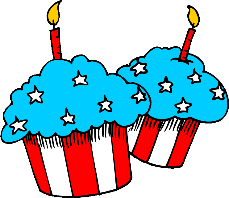 Patriotic Birthday Cliparts - July Clip Art Free (750x646)