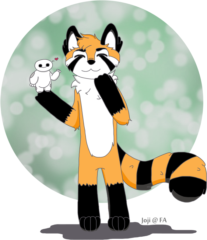 Panda With A Tiny Baymax - Cartoon (762x858)