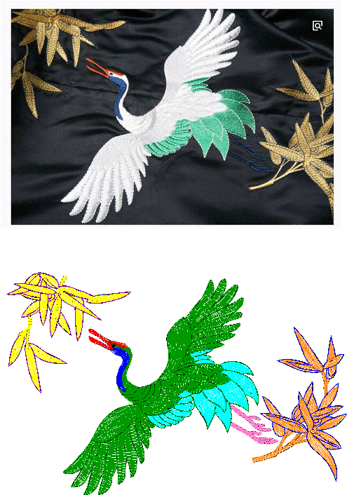 鹤仙鹤竹时装后背绣花版带图片 - Eagle (586x738)